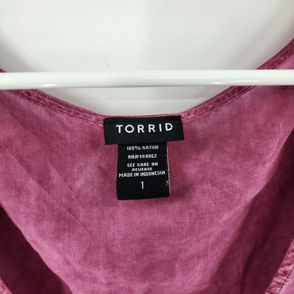 Torrid tshirt top red purple vneck 1 xl blouse womens - Picture 3 of 3